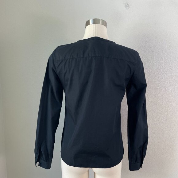 NEW J Crew Womens Size 2 Black Ruffle Front Button Up Shirt Long Sleeve Top - Picture 7 of 8